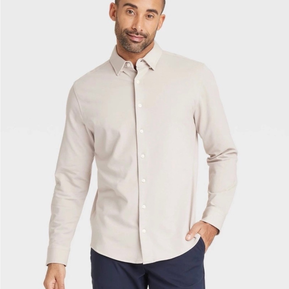 Men's Long Sleeve Casual Dress Shirt - Goodfellow & Co™ Tan